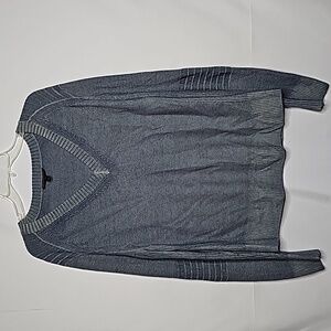 Belstaff England 100% virgin wool gray blue vneck pullover sweater sz XL